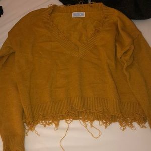 Yellow fringed sweater